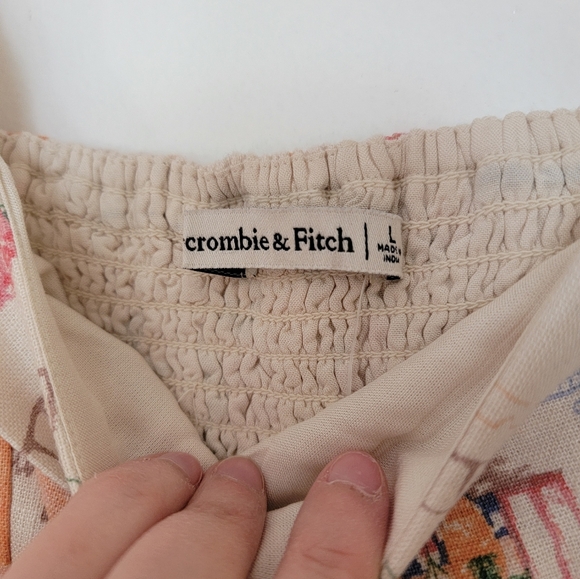 Abercrombie Linen-Blend Puff Sleeve Top Italian Summer Print - Picture 6 of 10